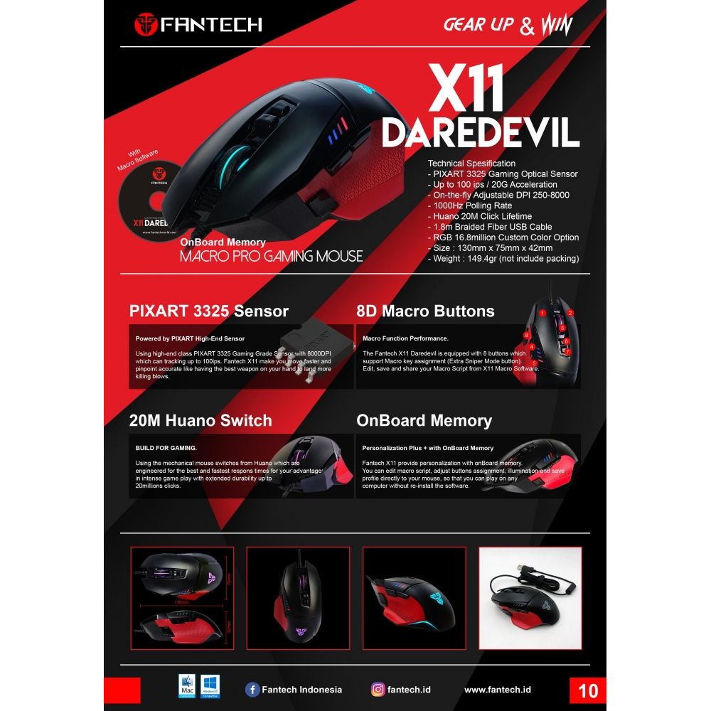 Купить USB МЫШЬ FANTECH X11 DAREDEVIL_3