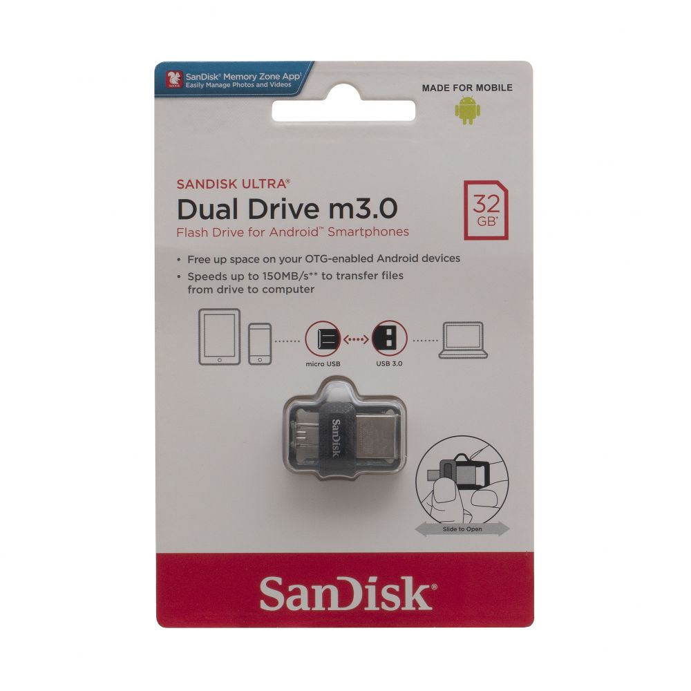 Купить USB OTG SANDISK ULTRA DUAL DRIVE M3.0 32GB (150 MB/S) USB 3.0