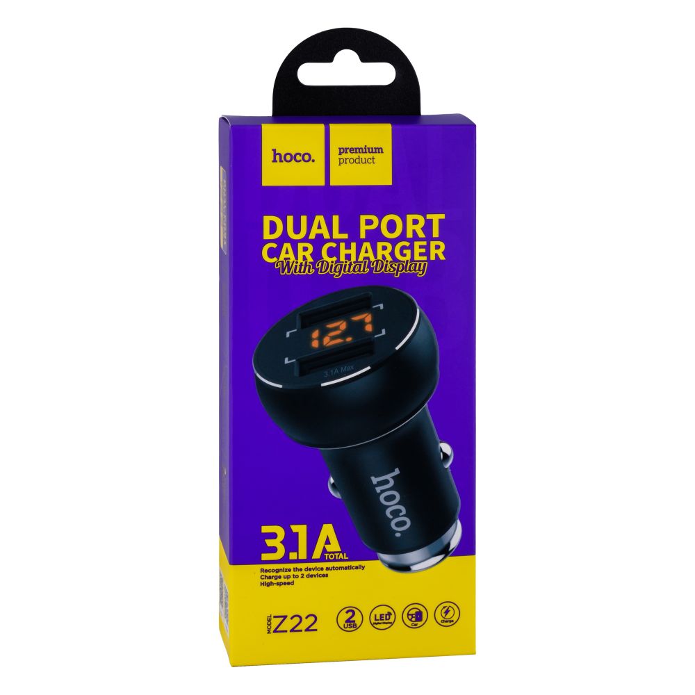 Купить АВТО ЗАРЯДНОЕ УСТРОЙСТВО HOCO Z22 LED 2 USB
