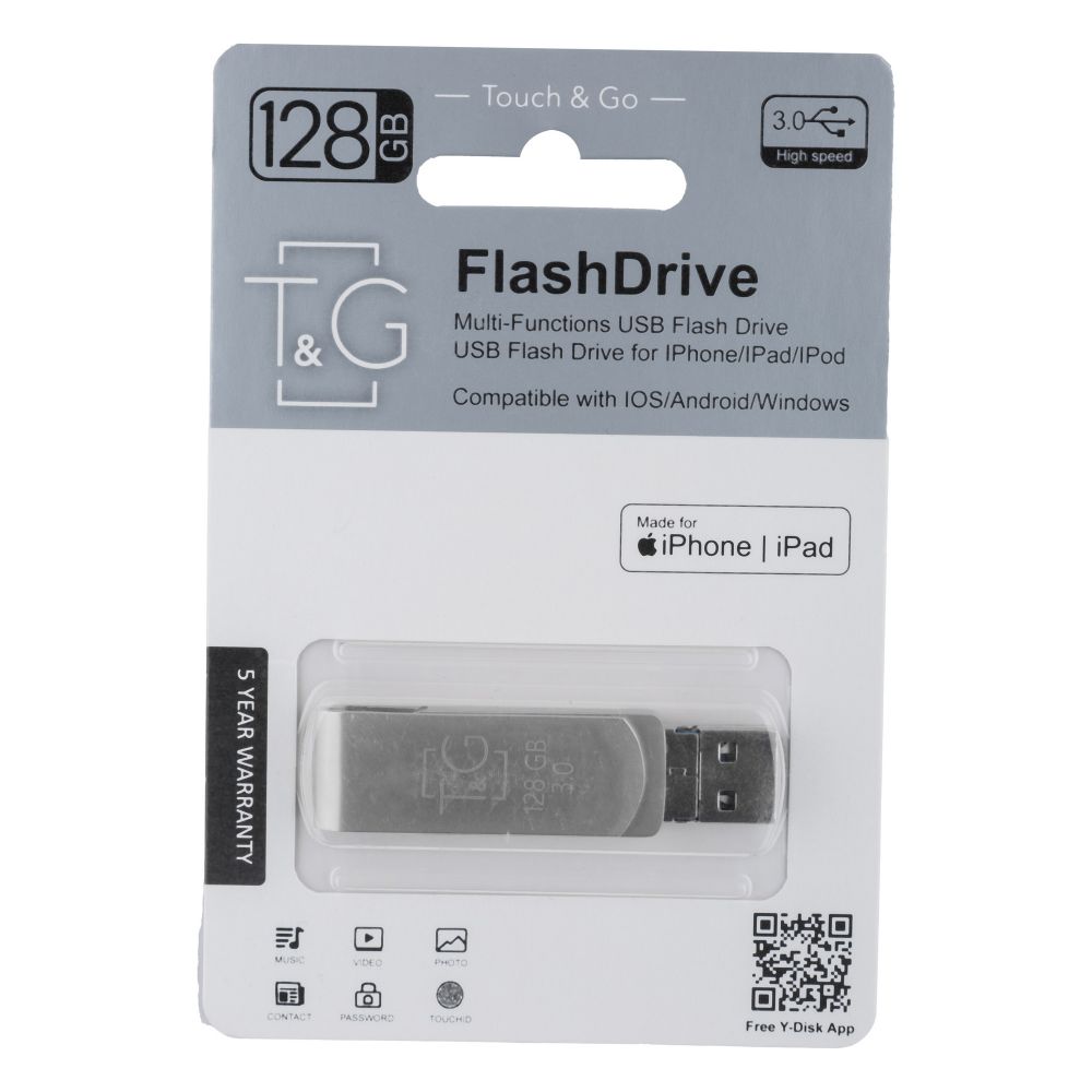 Купить USB OTG T&G 3&1 LIGHTNING & ANDROID 128GB METAL 007
