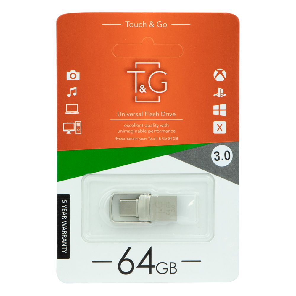 Купить USB OTG T&G 2&1 3.0 TYPE C 64GB METAL 104