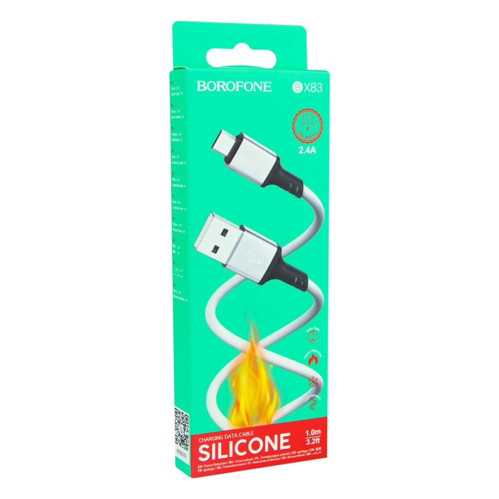 Купить USB BOROFONE BX83 SILICONE MICRO 2.4A