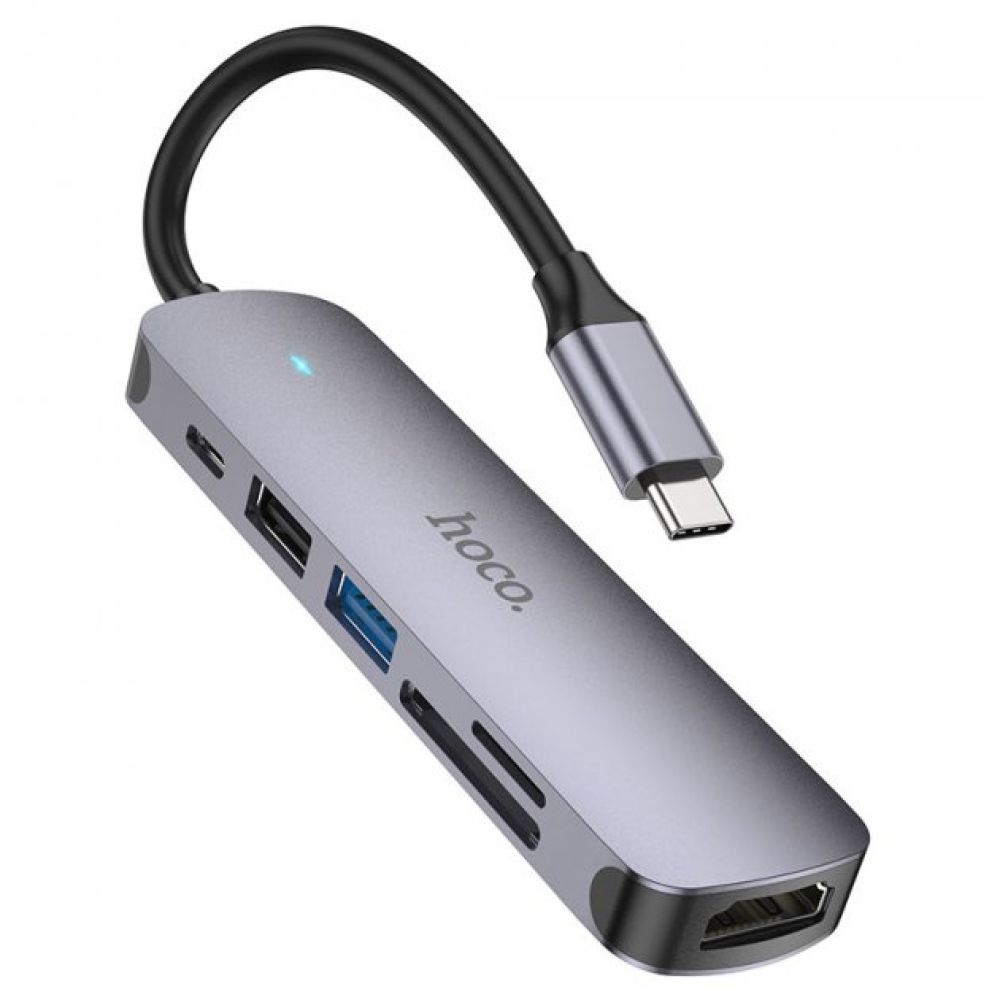 Купить USB HUB HOCO HB28 TYPE-C MULTI-FUNCTION CONVERTER(HDTV+USB3.0+USB2.0+SD+TF+PD)_1