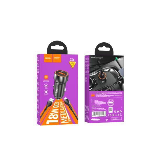 Купити АВТОМОБІЛЬНИЙ ЗАРЯДНИЙ ПРИСТРІЙ HOCO Z46 QC3.0 18W MICRO