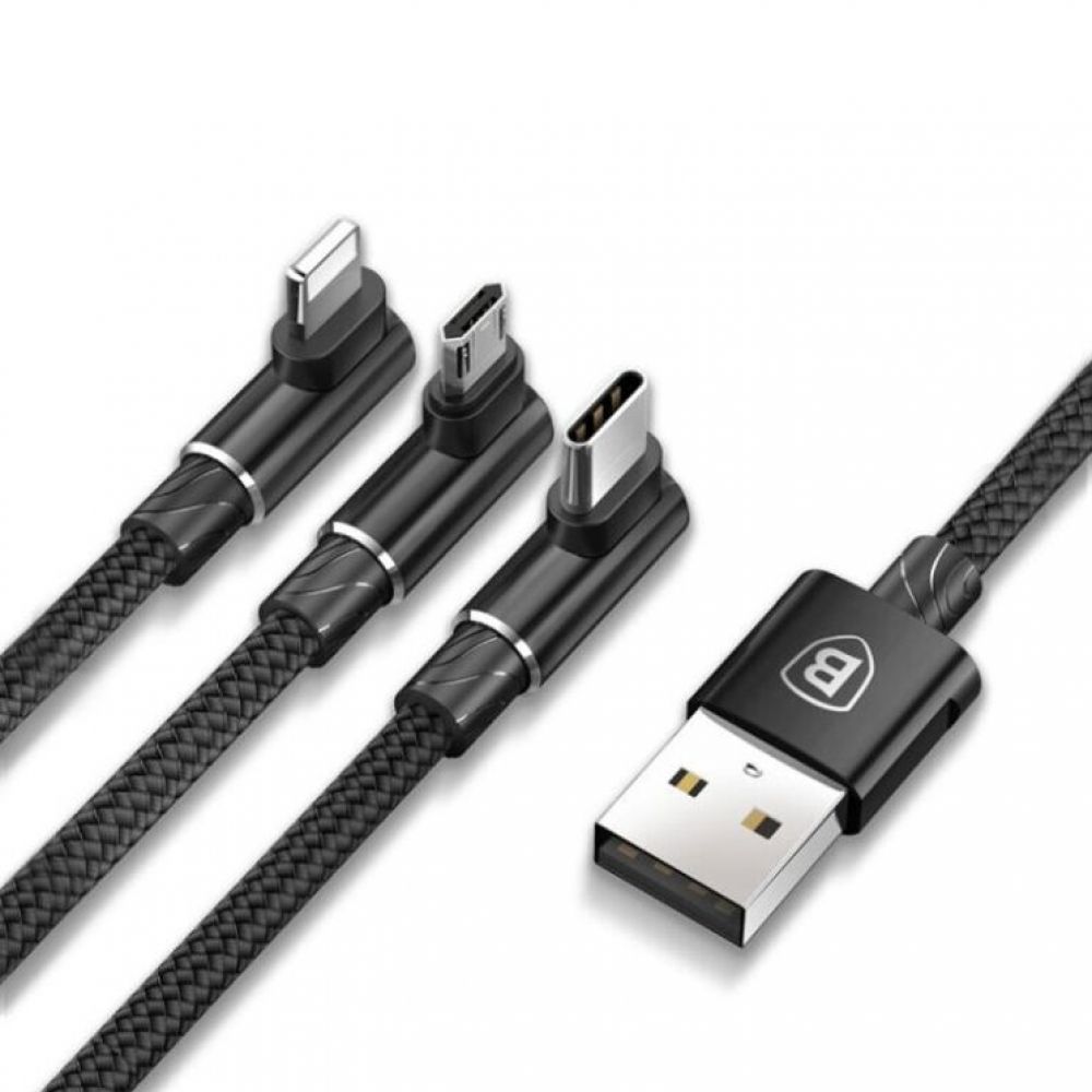 Купить USB BASEUS MVP 3-IN-1 USB TO MICRO / LIGHTNING / TYPE-C 3.5A 1.2M CAMLT-WZ_1