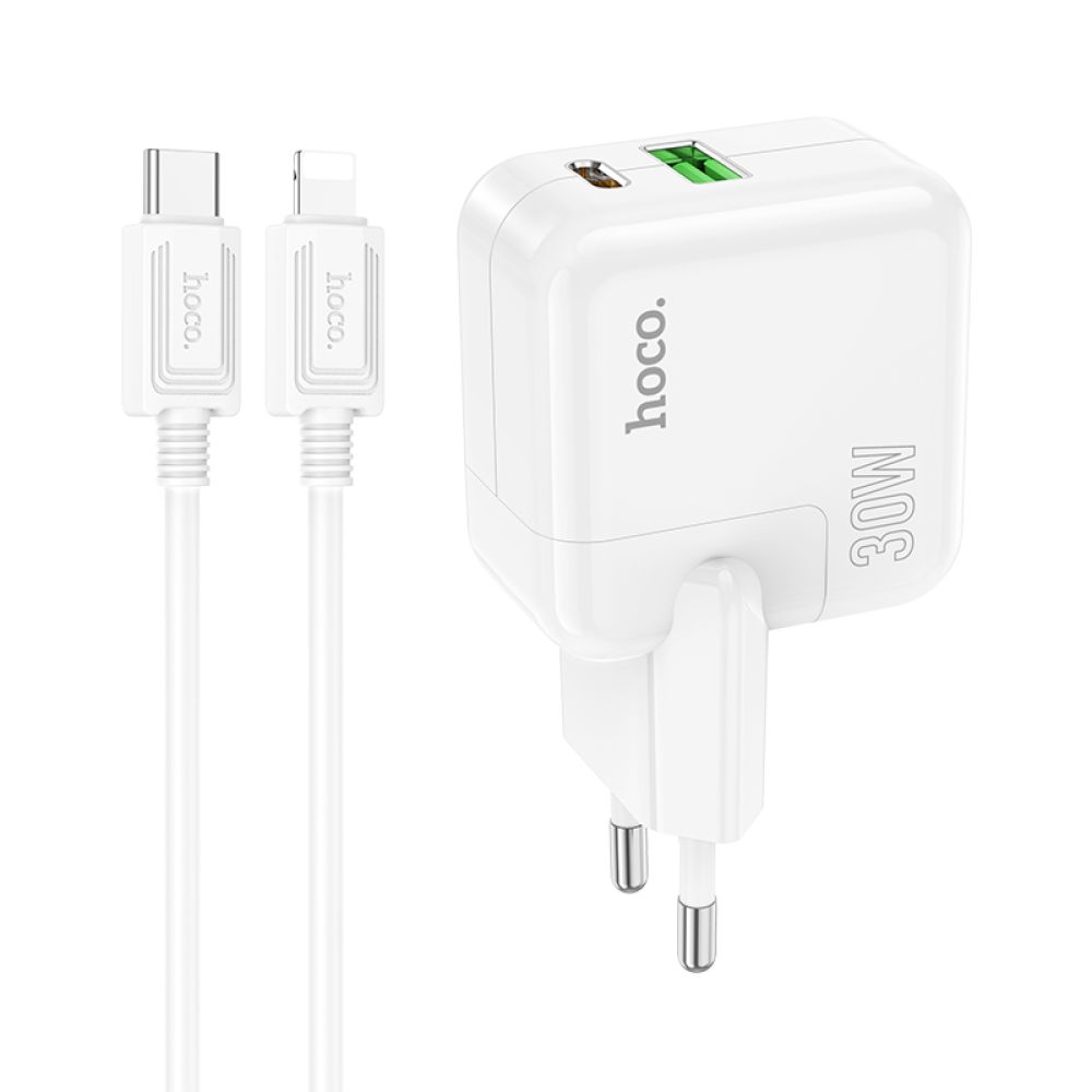 Купить СЕТЕВОЕ ЗАРЯДНОЕ УСТРОЙСТВО HOCO C111A LUCKY PD30W+QC3.0 TYPE-C TO LIGHTNING