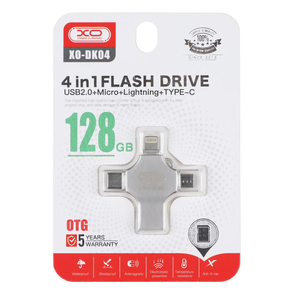 Купить USB FLASH DRIVE XO DK04 USB2.0 4 IN 1 128GB