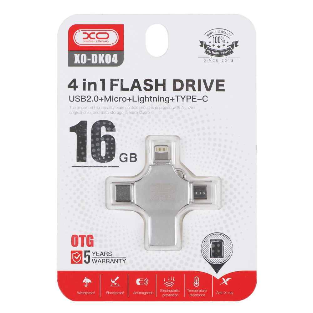 Купить USB FLASH DRIVE XO DK04 USB2.0 4 IN 1 16GB