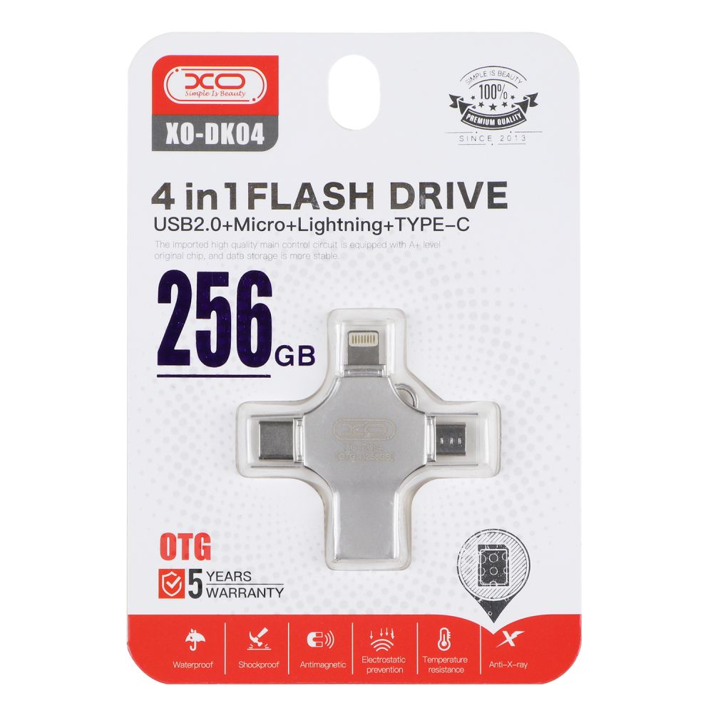 Купить USB FLASH DRIVE XO DK04 USB2.0 4 IN 1 256GB