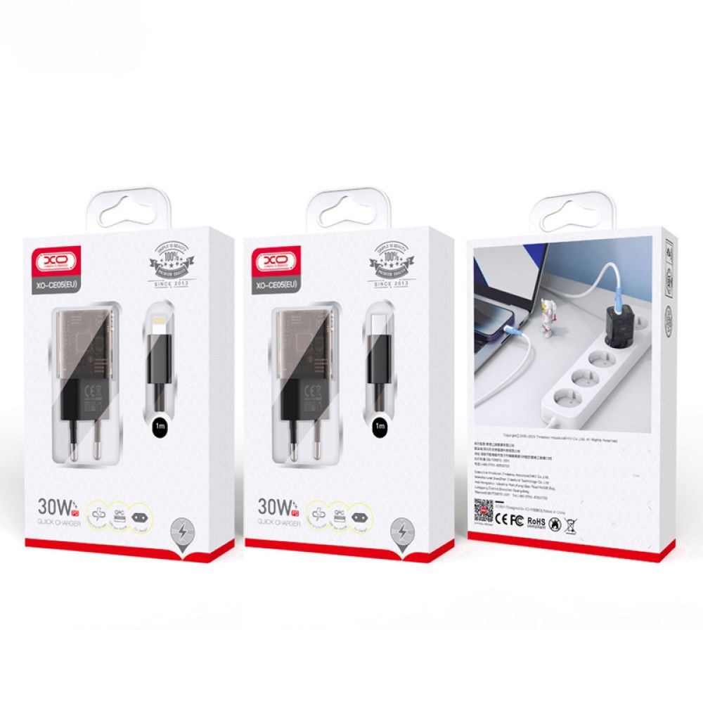 Купить СЕТЕВОЕ ЗАРЯДНОЕ УСТРОЙСТВО XO CE05 PD30W+QC3.0 TYPE-C TO TYPE-C МЯТАЯ УПАКОВКА
