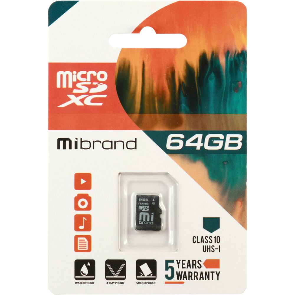 Купить КАРТА ПАМЯТИ MIBRAND MICROSDXC 64GB UHS-1 10 CLASS