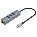 Купить USB HOCO HB34 EASY LINK GIGABIT ETHERNET ADAPTER(TYPE C TO USB3.0*3+RJ45)_1