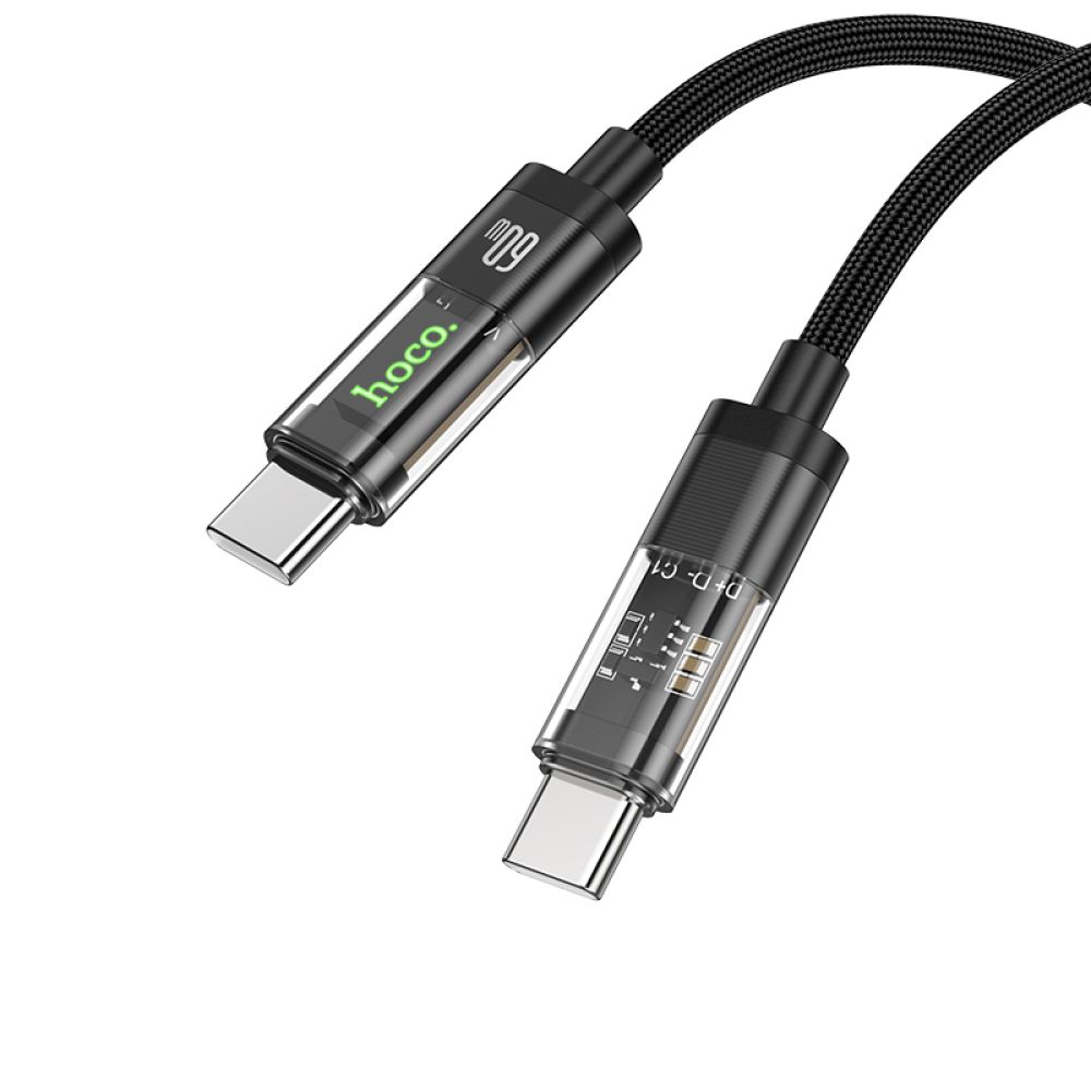 Купить USB HOCO U116 TRANSPARENT 60W LED INDICATOR TYPE-C TO TYPE-C 1.2M_4