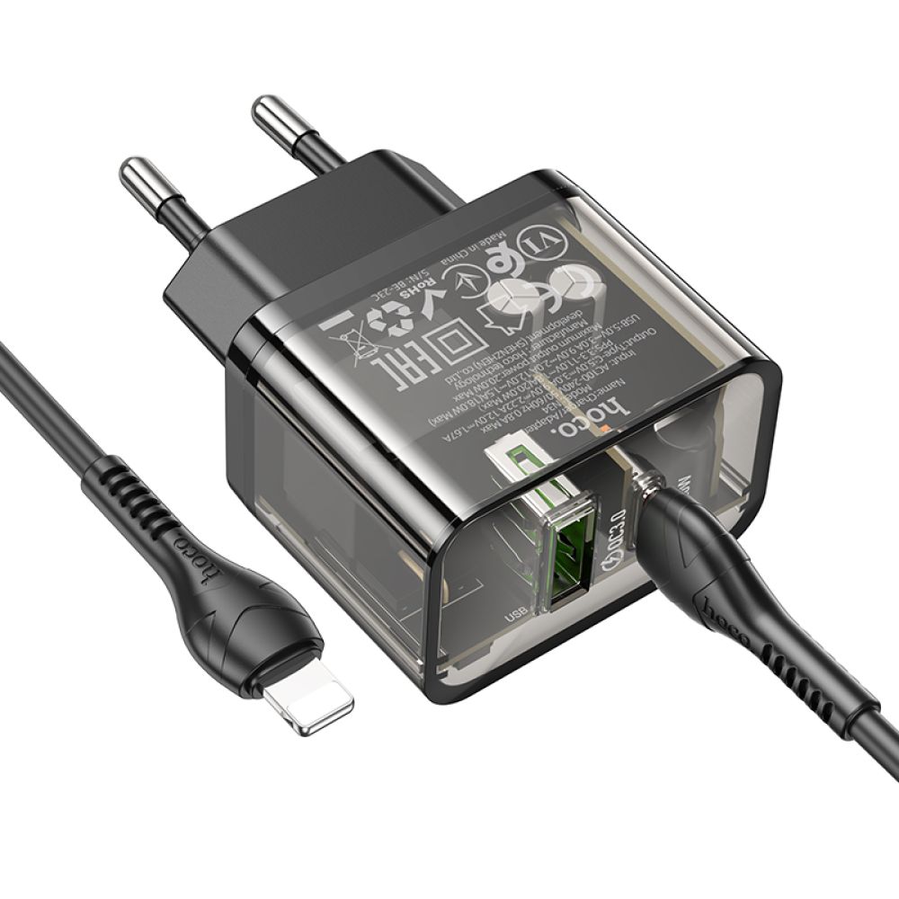 Купить СЕТЕВОЕ ЗАРЯДНОЕ УСТРОЙСТВО HOCO N34 DAZZLING PD20W+QC3.0 TYPE-C TO LIGHTNING_1