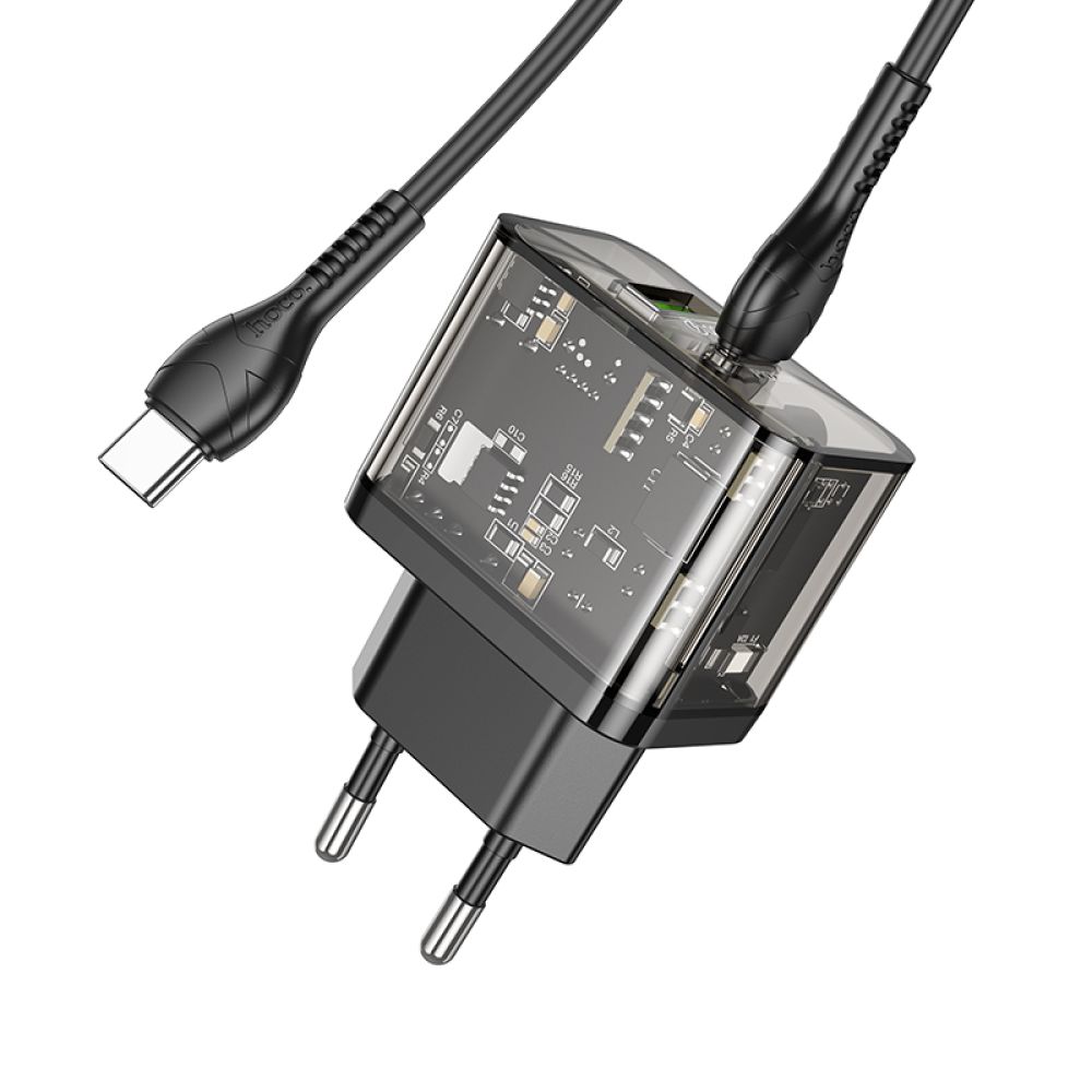 Купить СЕТЕВОЕ ЗАРЯДНОЕ УСТРОЙСТВО HOCO N34 DAZZLING PD20W+QC3.0 TYPE-C TO TYPE-C_4