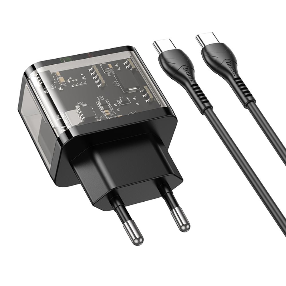 Купить СЕТЕВОЕ ЗАРЯДНОЕ УСТРОЙСТВО HOCO N34 DAZZLING PD20W+QC3.0 TYPE-C TO TYPE-C_5