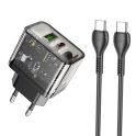 Купить СЕТЕВОЕ ЗАРЯДНОЕ УСТРОЙСТВО HOCO N34 DAZZLING PD20W+QC3.0 TYPE-C TO TYPE-C_1