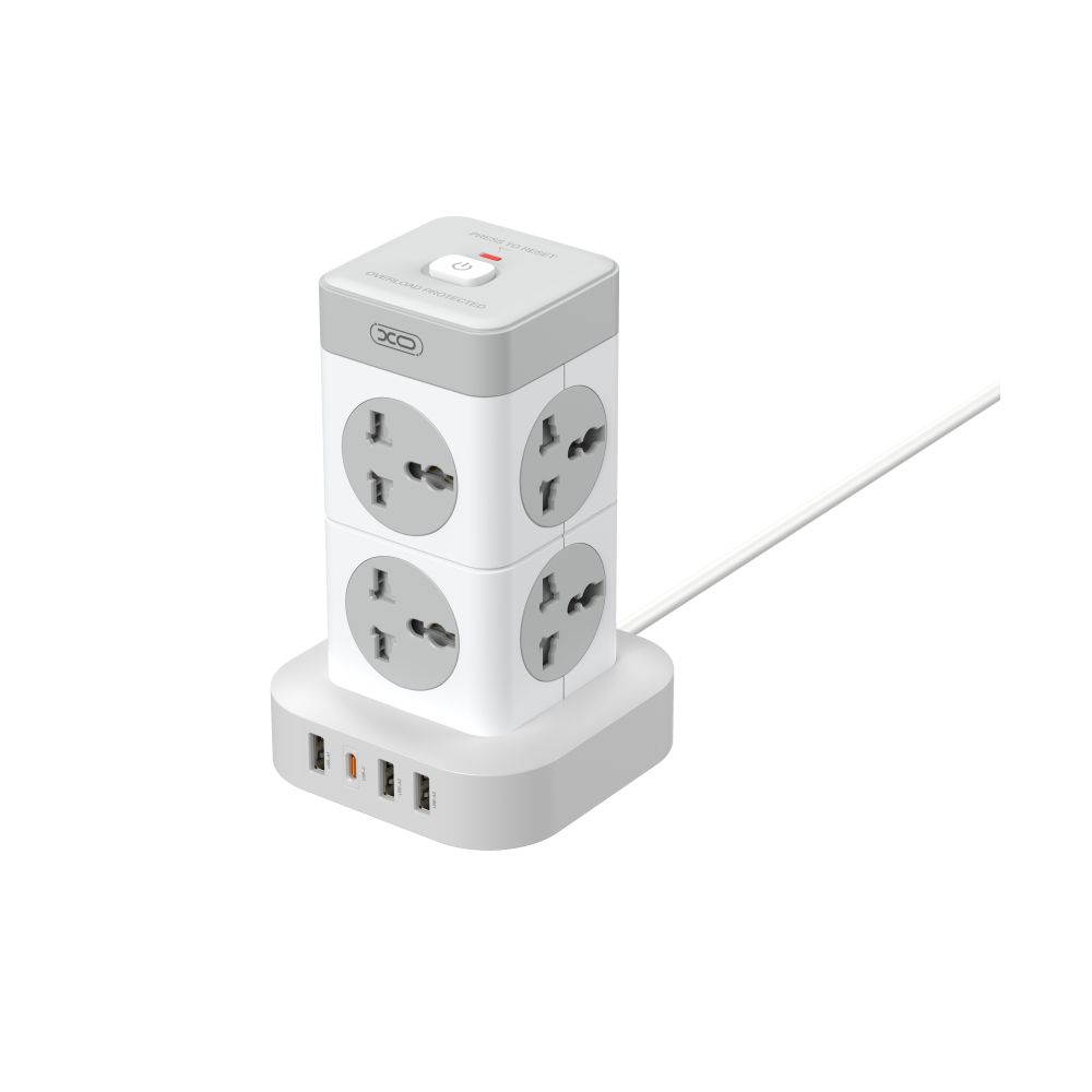 Купить СЕТЕВОЙ УДЛИНИТЕЛЬ XO WL21 TOWER SHAPED 8AC SOCKET+3USB-A+1USB-C 2M МЯТ.УПАК._1