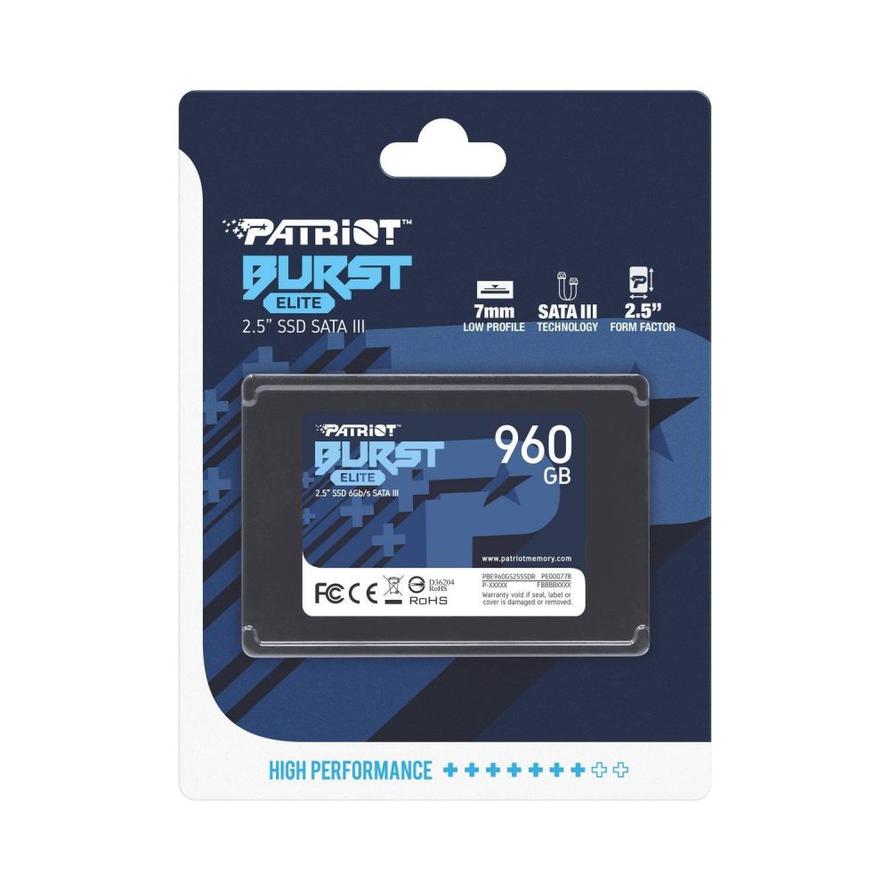 Купить SSD ДИСК PATRIOT BURST ELITE 960GB 2.5" 7MM SATAIII TLC 3D (PBE960GS25SSDR)