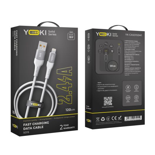 Купить USB YOKI SOLID YK-SO15 LIGHTNING 2.4A 1.2M