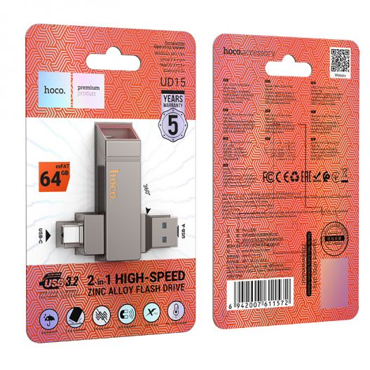 Купить USB FLASH DRIVE HOCO UD15 CLEVER USB3.2 64GB TYPE-C
