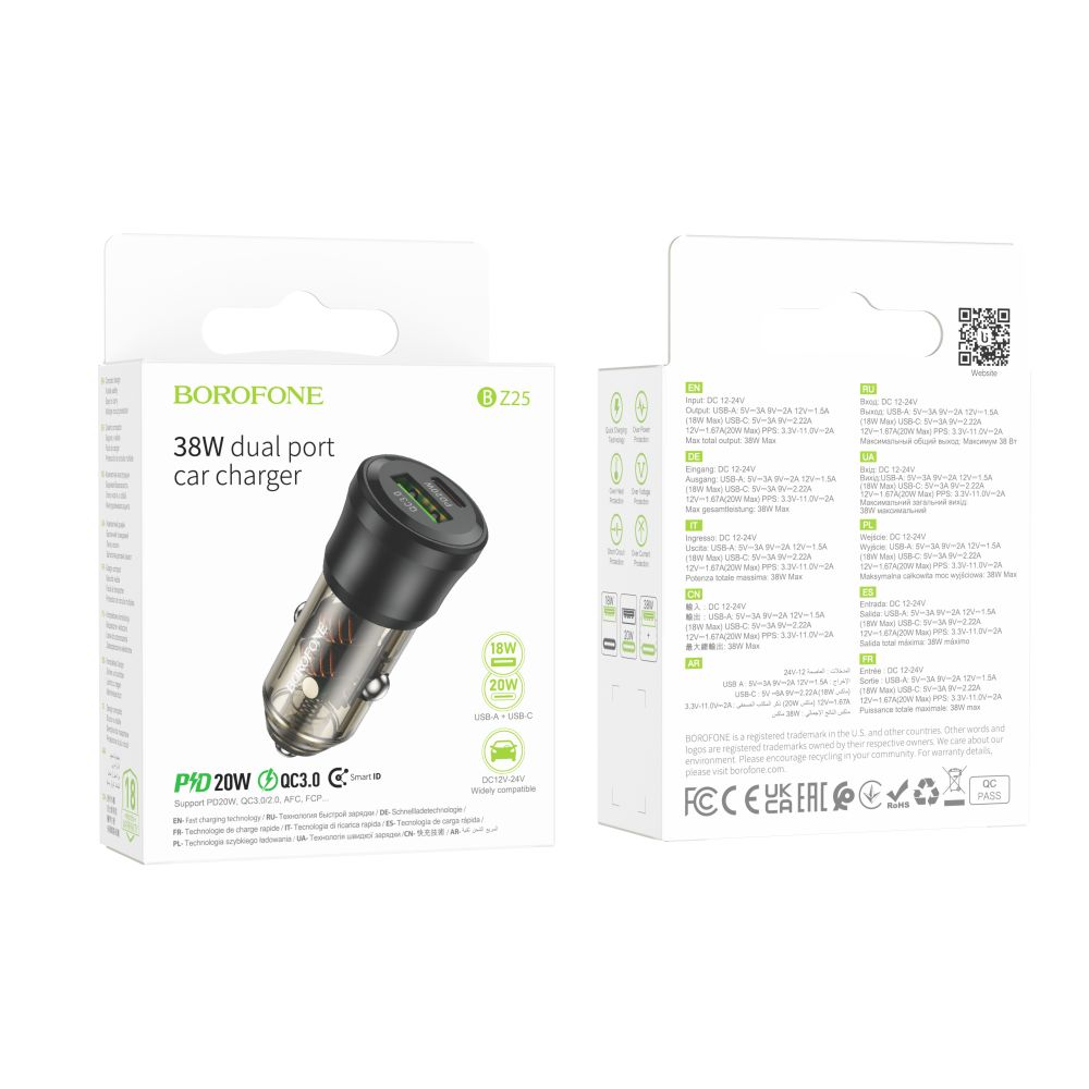 Купить АВТО ЗАРЯДНОЕ УСТРОЙСТВО BOROFONE BZ25 1USB/1USB-C QC/PD38W_7