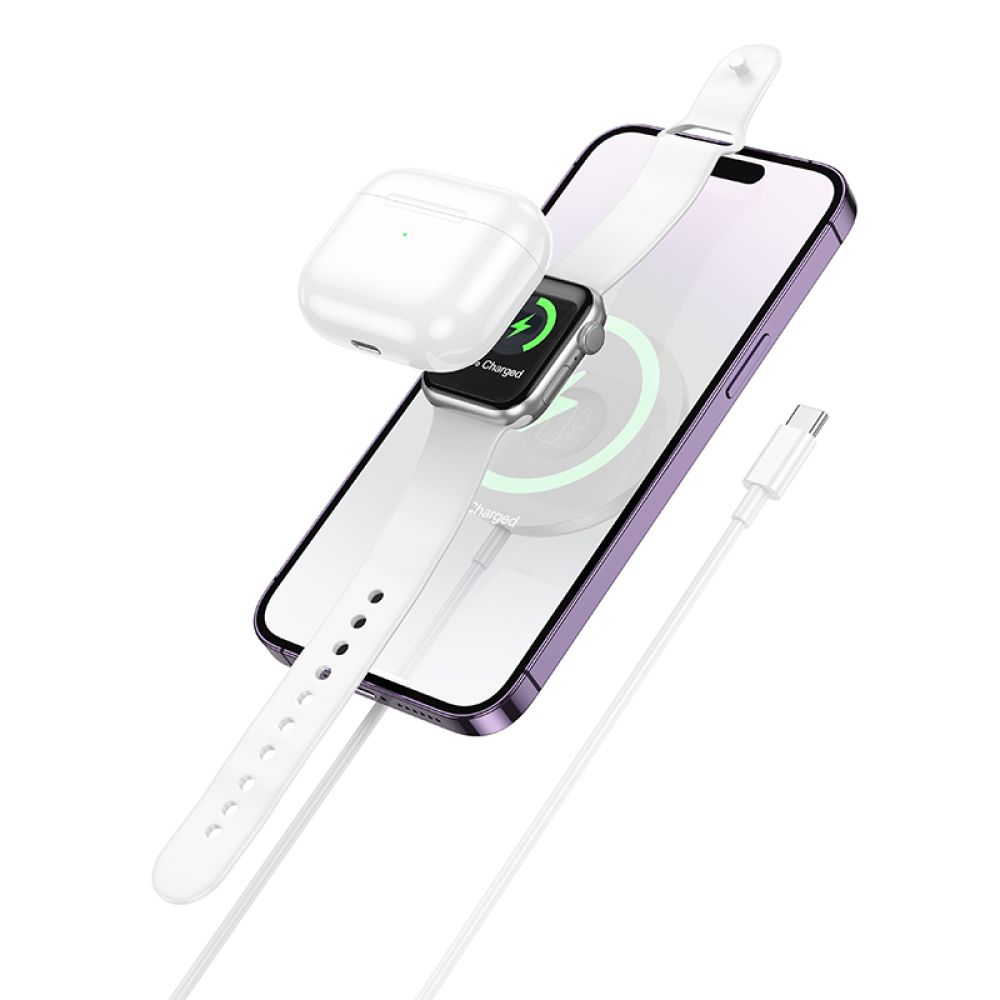 Купить БЕСПРОВОДНОЕ ЗАРЯДНОЕ УСТРОЙСТВО HOCO CW50 FAST 3-IN-1 MAGNETIC 15W (FOR IWATCH)_2