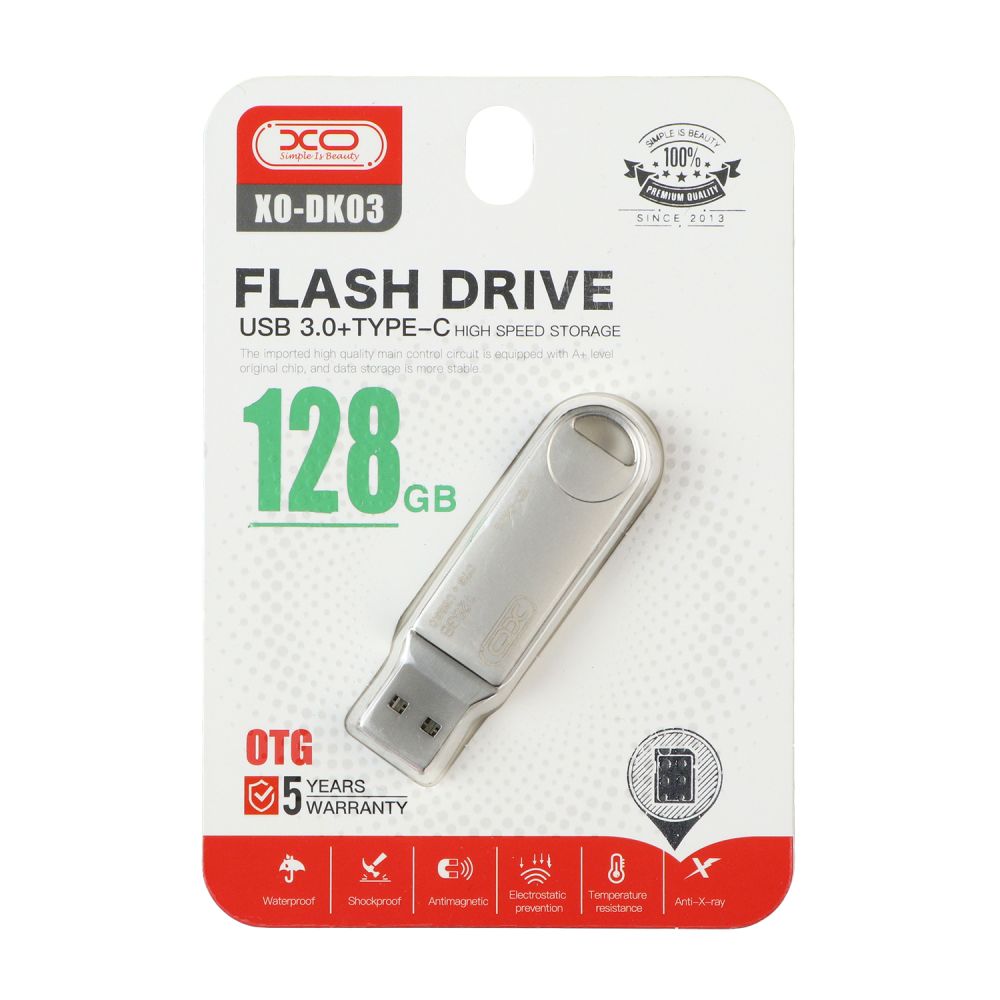 Купить USB FLASH DRIVE XO DK03 USB3.0+TYPE C 128GB МЯТАЯ УПАКОВКА
