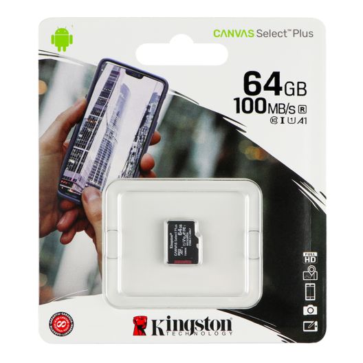 Купить КАРТА ПАМЯТИ KINGSTON CANVAS SELECT PLUS MICROSDXC (UHS-1) 64GB 10 CLASS