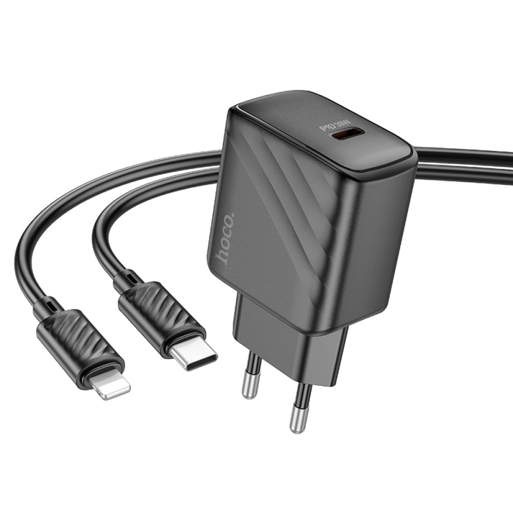 Купить СЕТЕВОЕ ЗАРЯДНОЕ УСТРОЙСТВО HOCO CS22A 1USB-C PD/QC 30W+TYPE-C TO LIGHTNING_2