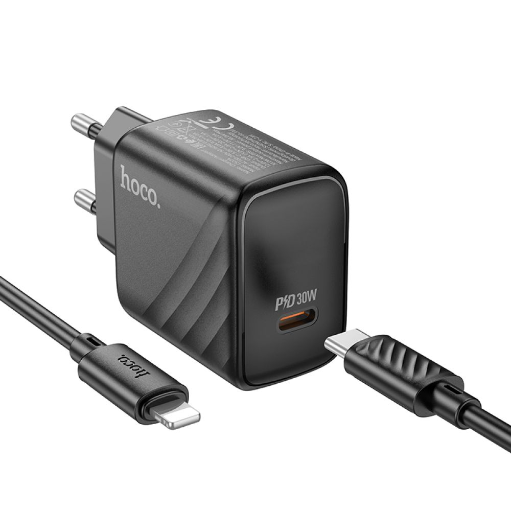 Купить СЕТЕВОЕ ЗАРЯДНОЕ УСТРОЙСТВО HOCO CS22A 1USB-C PD/QC 30W+TYPE-C TO LIGHTNING_1