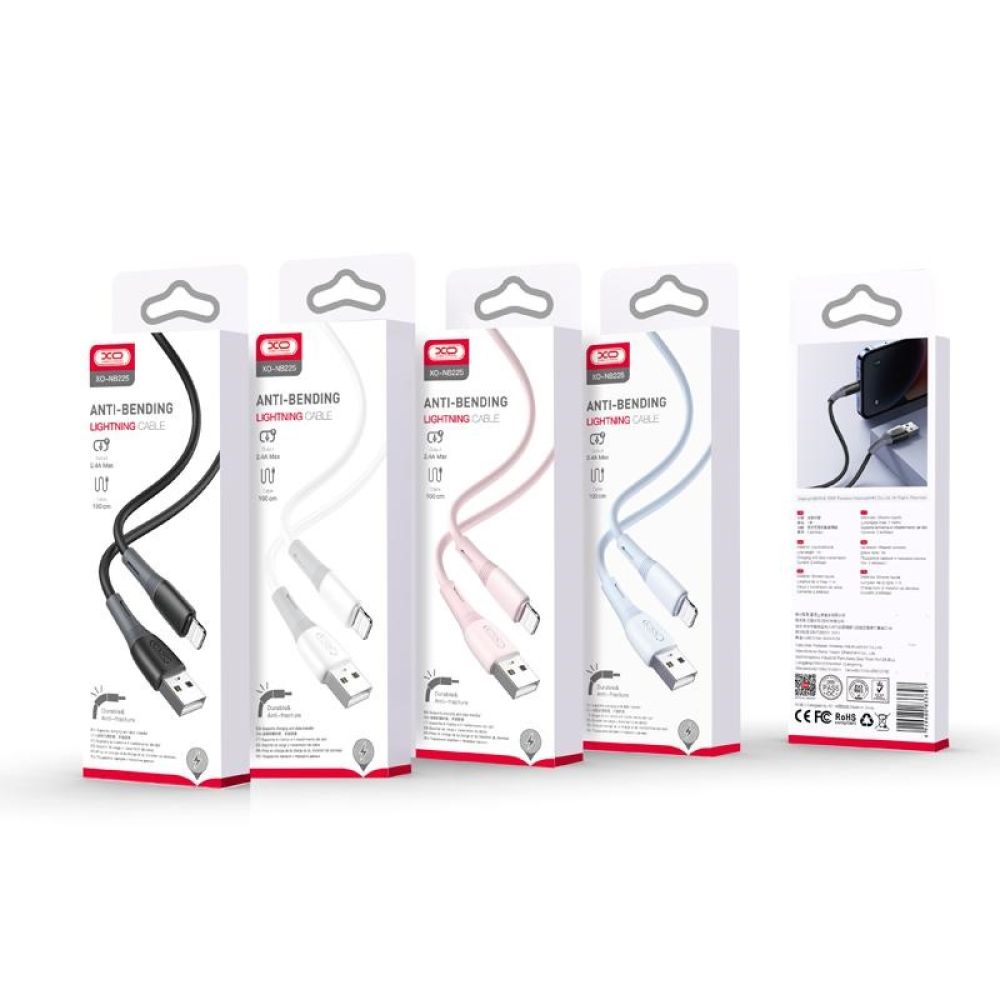 Купить USB XO NB225 SILICONE TWO-COLOR LIGHTNING МЯТАЯ УПАКОВКА