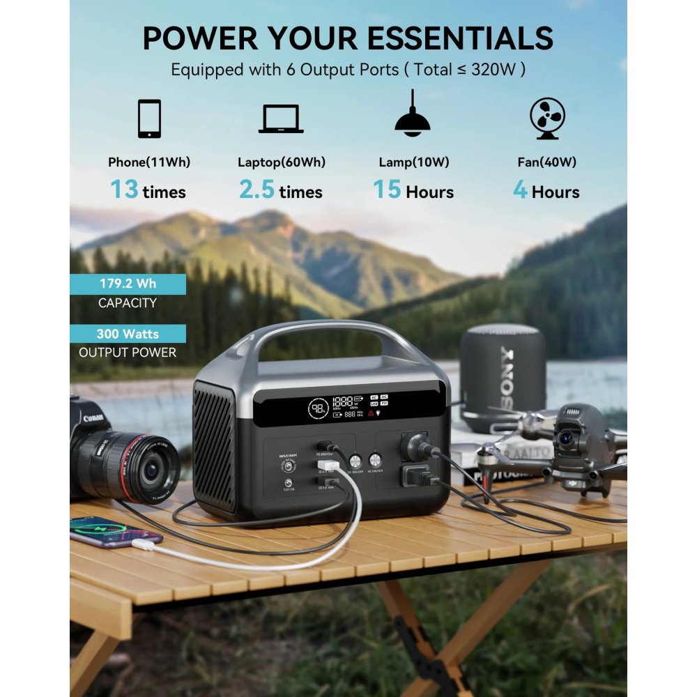 Купить POWER STATION DARANENER NEO Z300, 300W, 179.2WH, QC 3.0 18W, PD 60W, DC 5521 36W, LIFEPO4_3