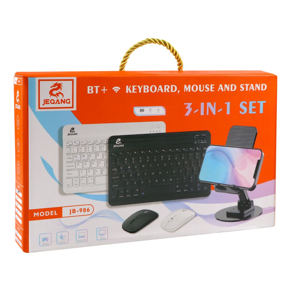 Купить БЕСПРОВОДНАЯ КЛАВИАТУРА И МЫШЬ JEQANG JB-986 BT KEYBOARD+MOUSE+BRACKET