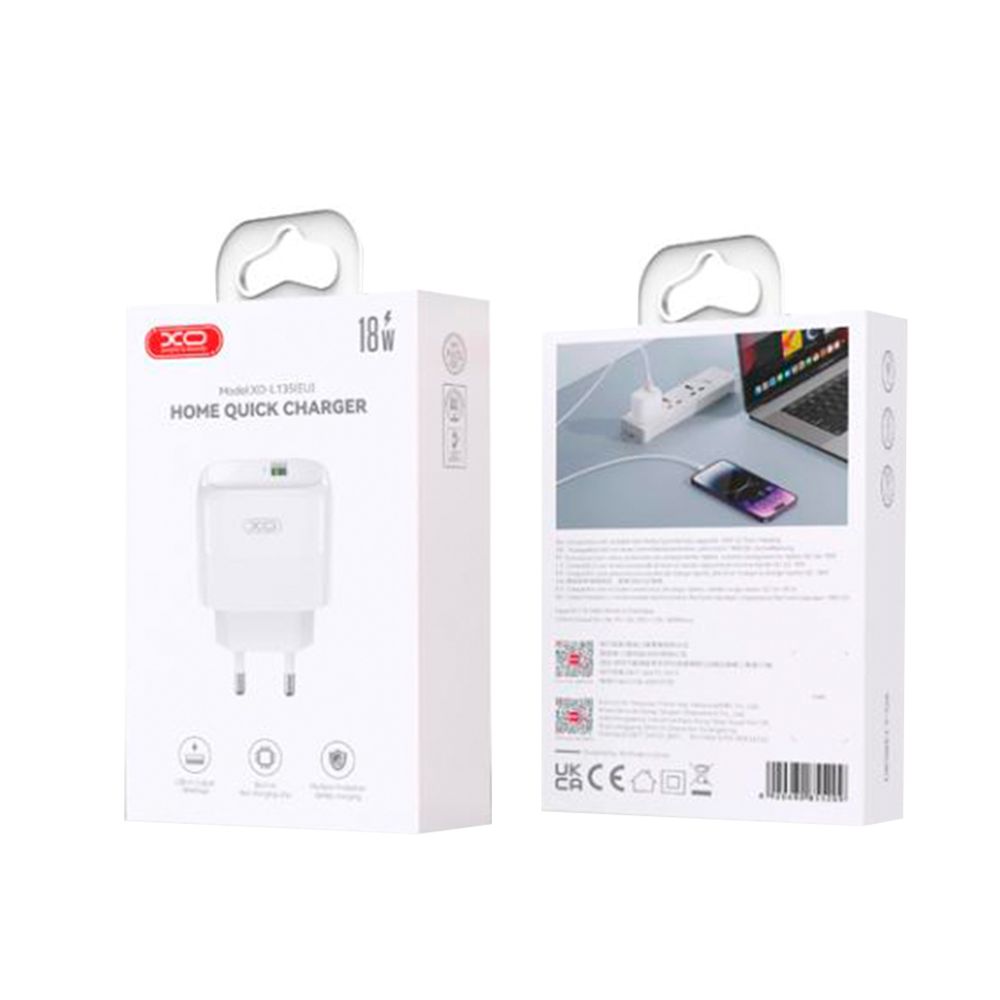 Купить СЕТЕВОЕ ЗАРЯДНОЕ УСТРОЙСТВО XO L135 1USB QC 18W_1