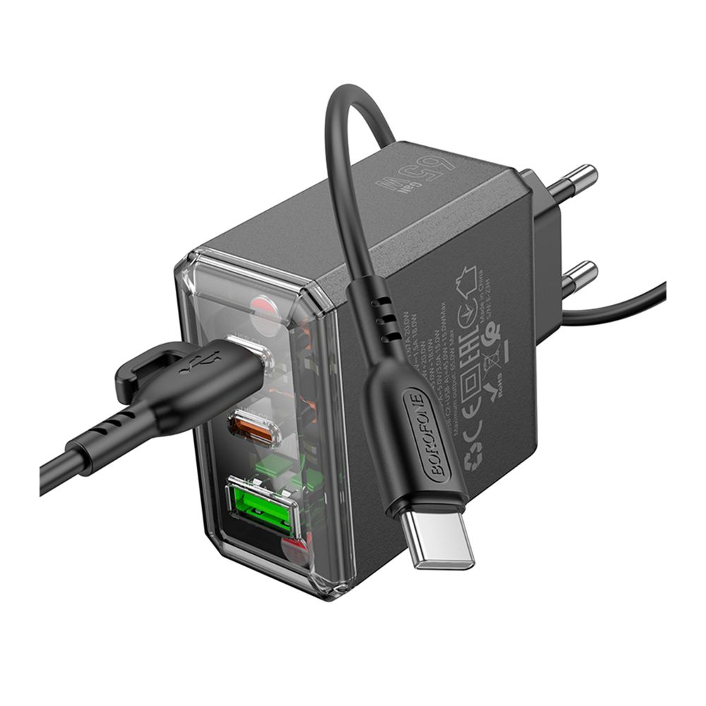 Купить СЕТЕВОЕ ЗАРЯДНОЕ УСТРОЙСТВО BOROFONE BAS34A 2TYPE-C/1USB PD/QC 65W TYPE-C TO TYPE-C_4