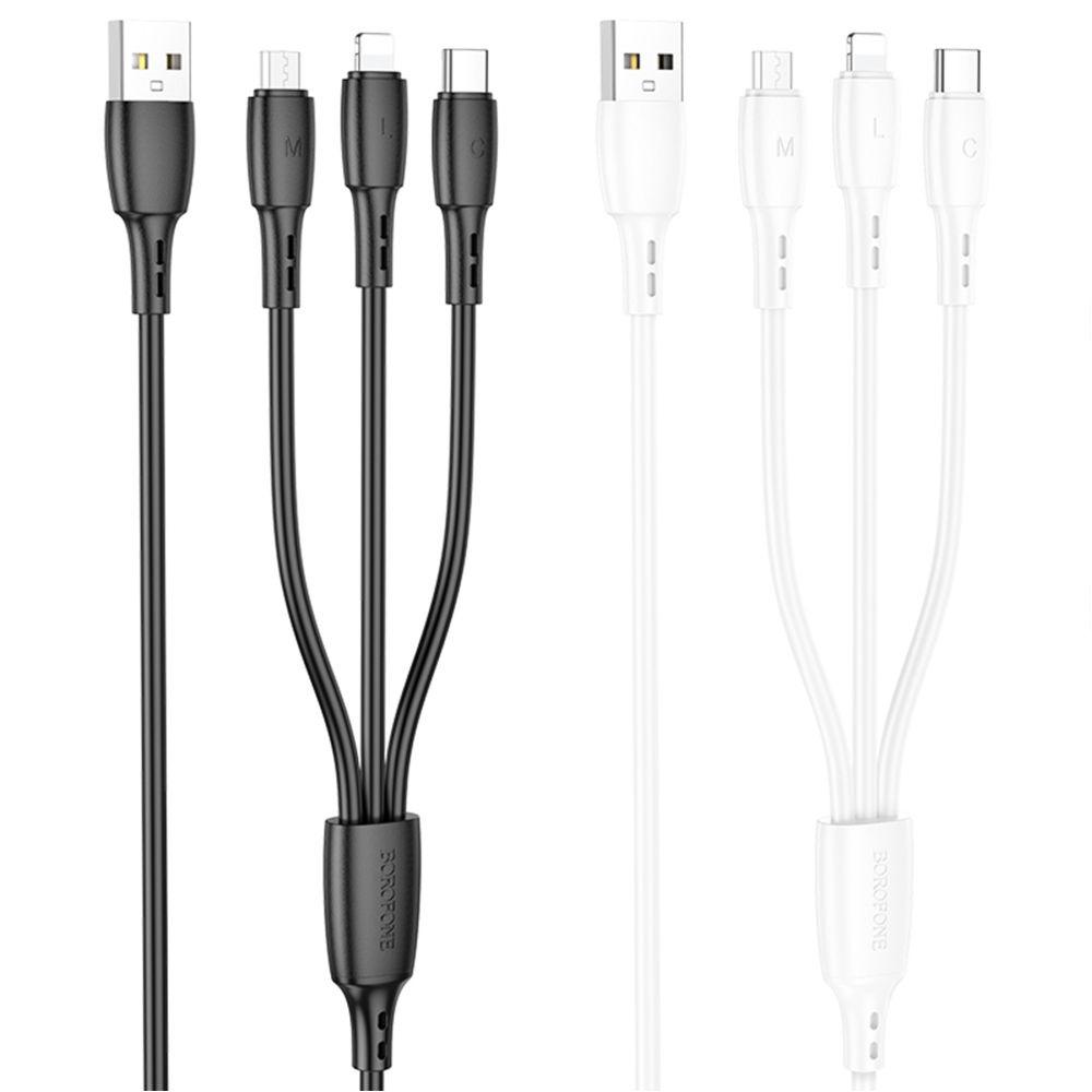 Купить USB BOROFONE BX71 3-IN-1 IP+TYPE-C+MICRO