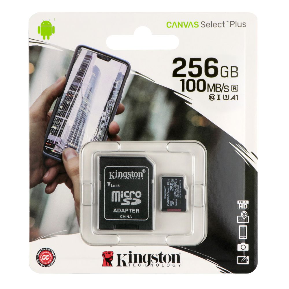 Купить КАРТА ПАМЯТИ KINGSTON CANVAS SELECT PLUS MICROSDXC (UHS-1) 256GB 10 CLASS & ADAPTER