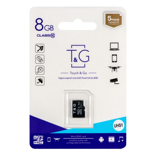 Купить КАРТА ПАМЯТИ T&G MICROSDHC 8GB UHS-1 10 CLASS