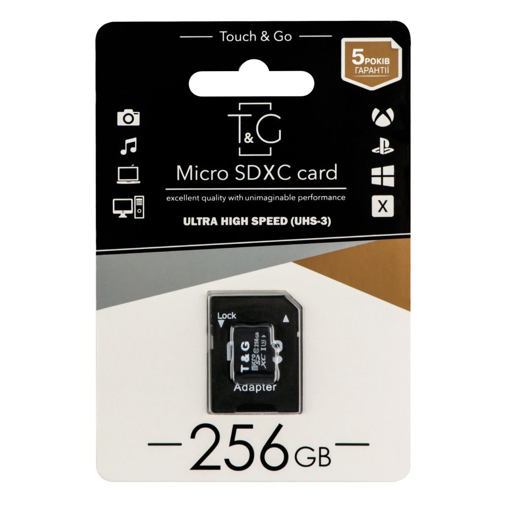 Купить КАРТА ПАМЯТИ T&G MICROSDXC 256GB UHS-3 10 CLASS & ADAPTER