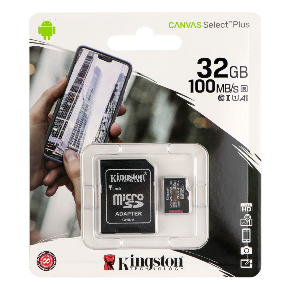 Купить КАРТА ПАМЯТИ KINGSTON CANVAS SELECT PLUS MICROSDHC (UHS-1) 32GB 10 CLASS & ADAPTER