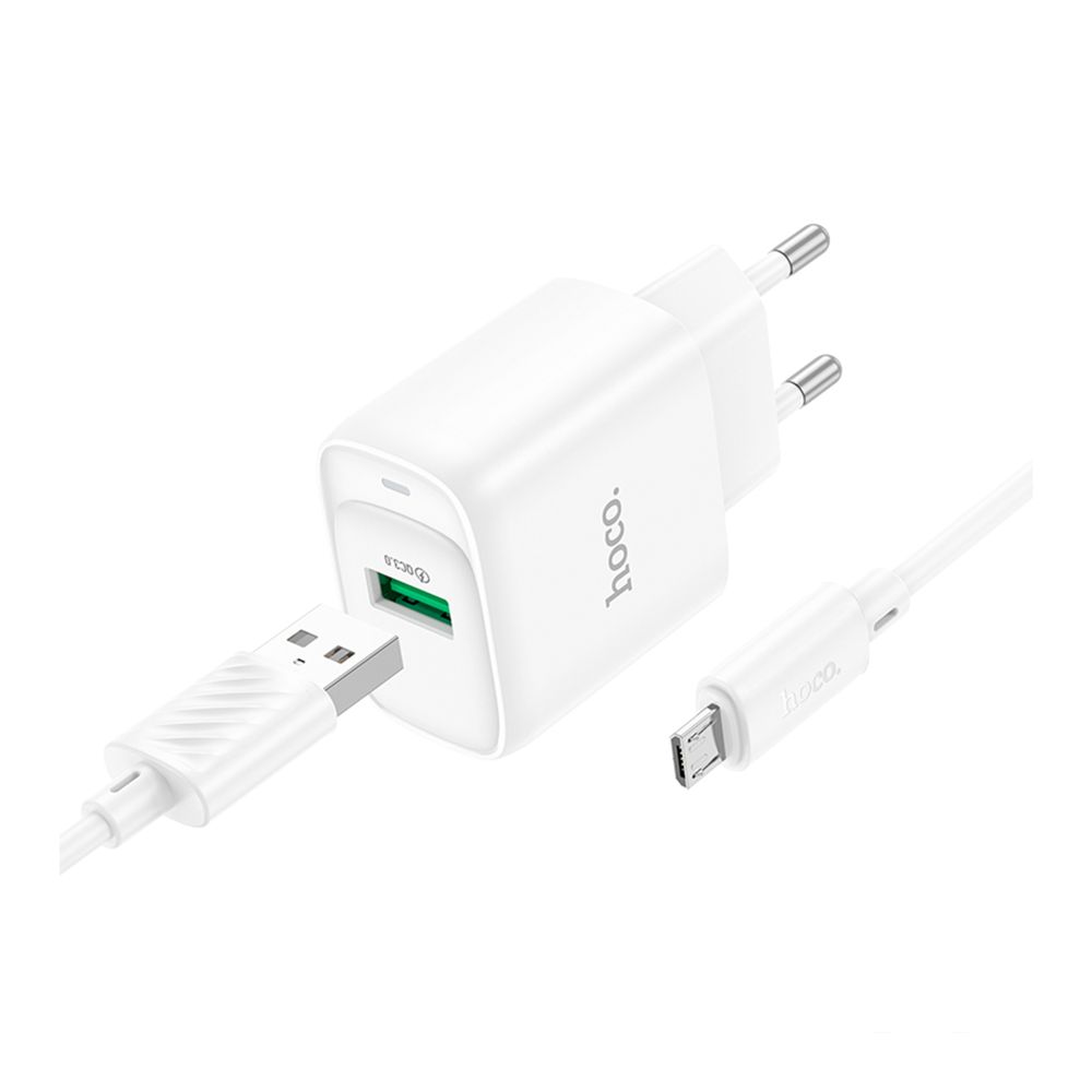 Купить СЕТЕВОЕ ЗАРЯДНОЕ УСТРОЙСТВО HOCO C140A 1USB QC 18W+USB TO MICRO_1