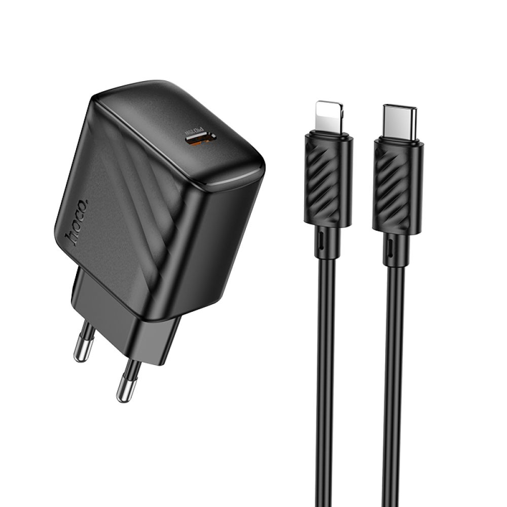 Купить СЕТЕВОЕ ЗАРЯДНОЕ УСТРОЙСТВО HOCO CS24A 1USB-C PD/QC 25W+TYPE-C TO LIGHTNING