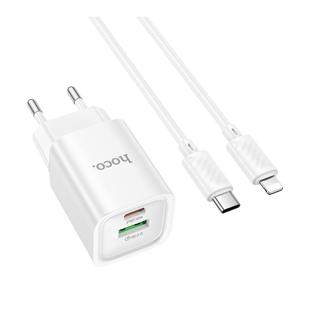 Купить СЕТЕВОЕ ЗАРЯДНОЕ УСТРОЙСТВО HOCO C149A 1USB/1USB-C PD/QC 30W+TYPE-C TO LIGHTNING_2