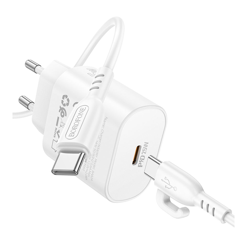 Купить СЕТЕВОЕ ЗАРЯДНОЕ УСТРОЙСТВО BOROFONE BA82A 1USB-C PD/QC 25W+TYPE-C TO TYPE-C_5