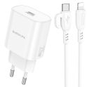 Купить СЕТЕВОЕ ЗАРЯДНОЕ УСТРОЙСТВО BOROFONE BA82A 1USB-C PD/QC 25W+TYPE-C TO LIGHTNING