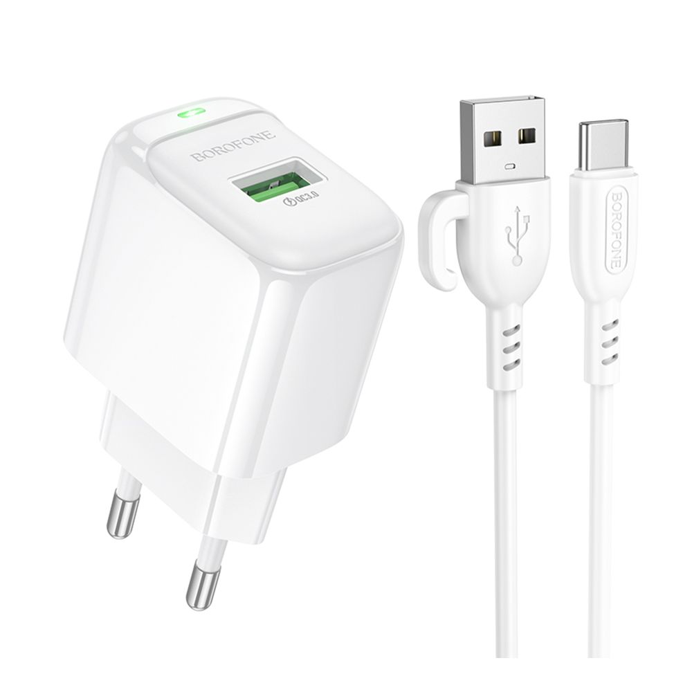 Купить СЕТЕВОЕ ЗАРЯДНОЕ УСТРОЙСТВО BOROFONE BAS42A 1USB QC3.0 18W+USB TO TYPE-C