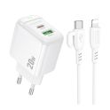 Купить СЕТЕВОЕ ЗАРЯДНОЕ УСТРОЙСТВО BOROFONE BAS44A 1USB-C/1USB PD/QC 20W+TYPE-C TO LIGHTNING