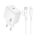 Купить СЕТЕВОЕ ЗАРЯДНОЕ УСТРОЙСТВО BOROFONE BAS43A 1USB-C PD/QC 20W+TYPE-C TO LIGHTNING