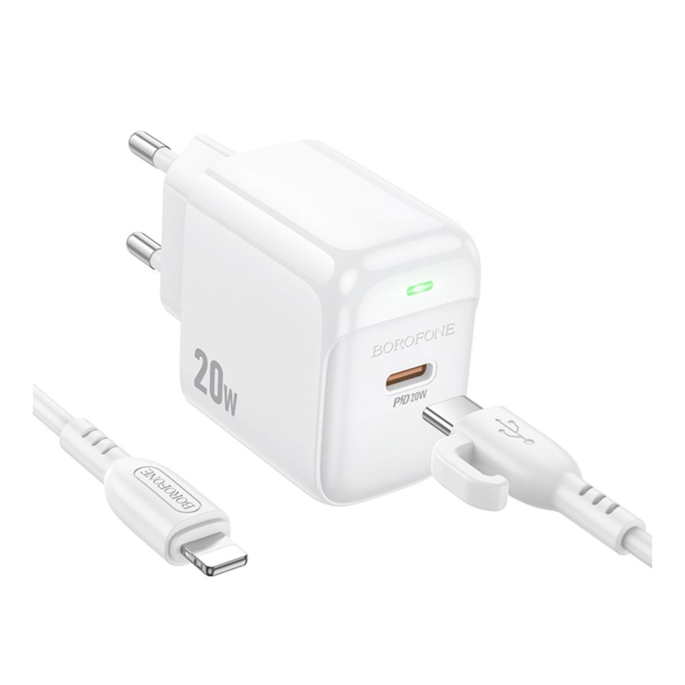 Купить СЕТЕВОЕ ЗАРЯДНОЕ УСТРОЙСТВО BOROFONE BAS43A 1USB-C PD/QC 20W+TYPE-C TO LIGHTNING_2